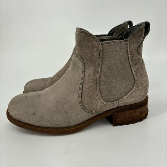 UGG Australia Bonham Chelsea Ankle Boots Suede Leather Waterproof Taupe Size 6 - Picture 4 of 10